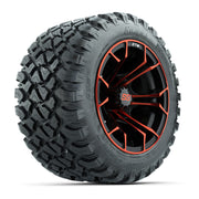 GTW® Spyder Black/Red 12 in Wheels with 22X11-R12 Nomad Steel Belt Radial All-Terrain Tires – Full Set