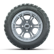GTW® Spyder Silver Brush 12 in Wheels with 20X10-12 Nomad Steel Belt Radial All-Terrain Tires – Full Set
