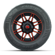 GTW® Stealth Red/Machined 12 in Wheels with 255/55-R12 Fusion GTR Steel Belt Radial Street Tires – Full Set
