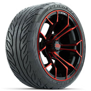 GTW 15 inch Spyder red and black wheels with Fusion street tires - Set of Four
