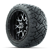 GTW Vortex Matte Black/Machined 12 in Wheels with 215/40-R12 Maverick Low-Profile All-Terrain Tires – Full Set