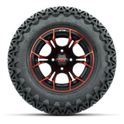 GTW® Spyder Black/Red 12 in Wheels with 23X10.5-12 Predator All-Terrain Tires – Full Set
