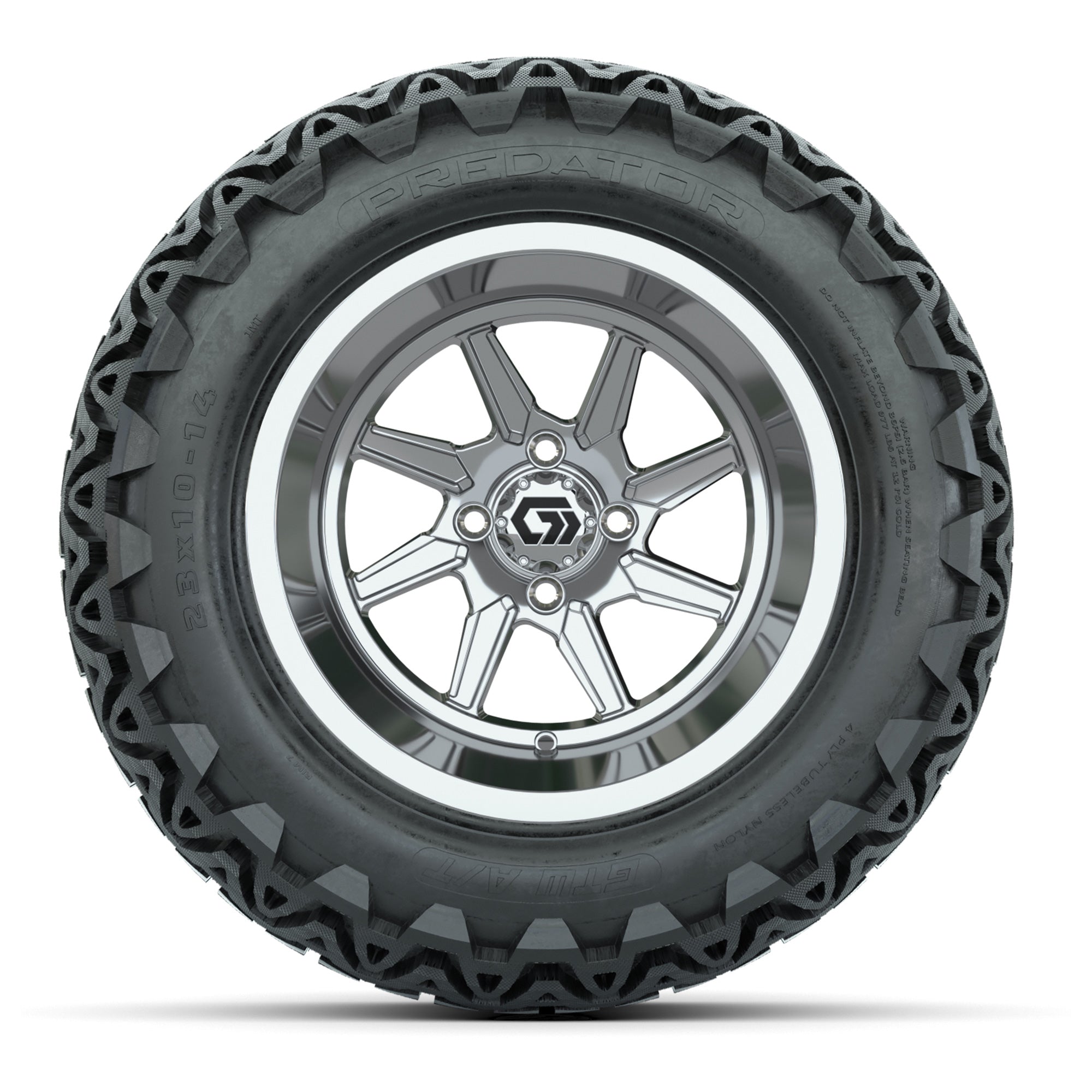 GTW Reaper Chrome 14 in Wheels with 23X10-14 Predator All-Terrain Tires – Full Set