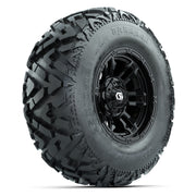 GTW® Shogun Gloss Black 12 in Wheels with 25X10-12 Barrage Mud Tires – Full Set