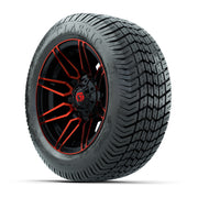 GTW® Stealth Red/Machined 12 in Wheels with 215/40-12 Excel Classic Street Tires – Full Set