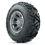 GTW® Spyder Silver Brush 12 in Wheels with 25X10-12 Barrage Mud Tires – Full Set