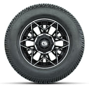 GTW® Stellar Black/Machined 12 in Wheels with 255/50-12 Excel Classic Street Tires – Full Set