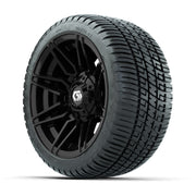 GTW® Stealth Black/Machined 12 in Wheels with 205/30-12 Fusion Street Tires – Full Set