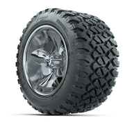 GTW® Godfather Chrome 12 in Wheels with 20X10-12 Nomad Steel Belt Radial All-Terrain Tires – Full Set