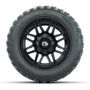 GTW® Stealth Black/Machined 12 in Wheels with 20X10-12 Nomad Steel Belt Radial All-Terrain Tires – Full Set