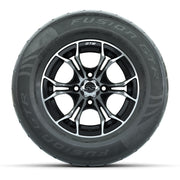 GTW® Spyder Black/Machined 12 in Wheels with 255/55-R12 Fusion GTR Steel Belt Radial Street Tires – Full Set