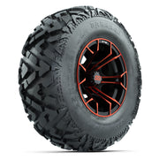 GTW® Spyder Black/Red 12 in Wheels with 25X10-12 Barrage Mud Tires – Full Set