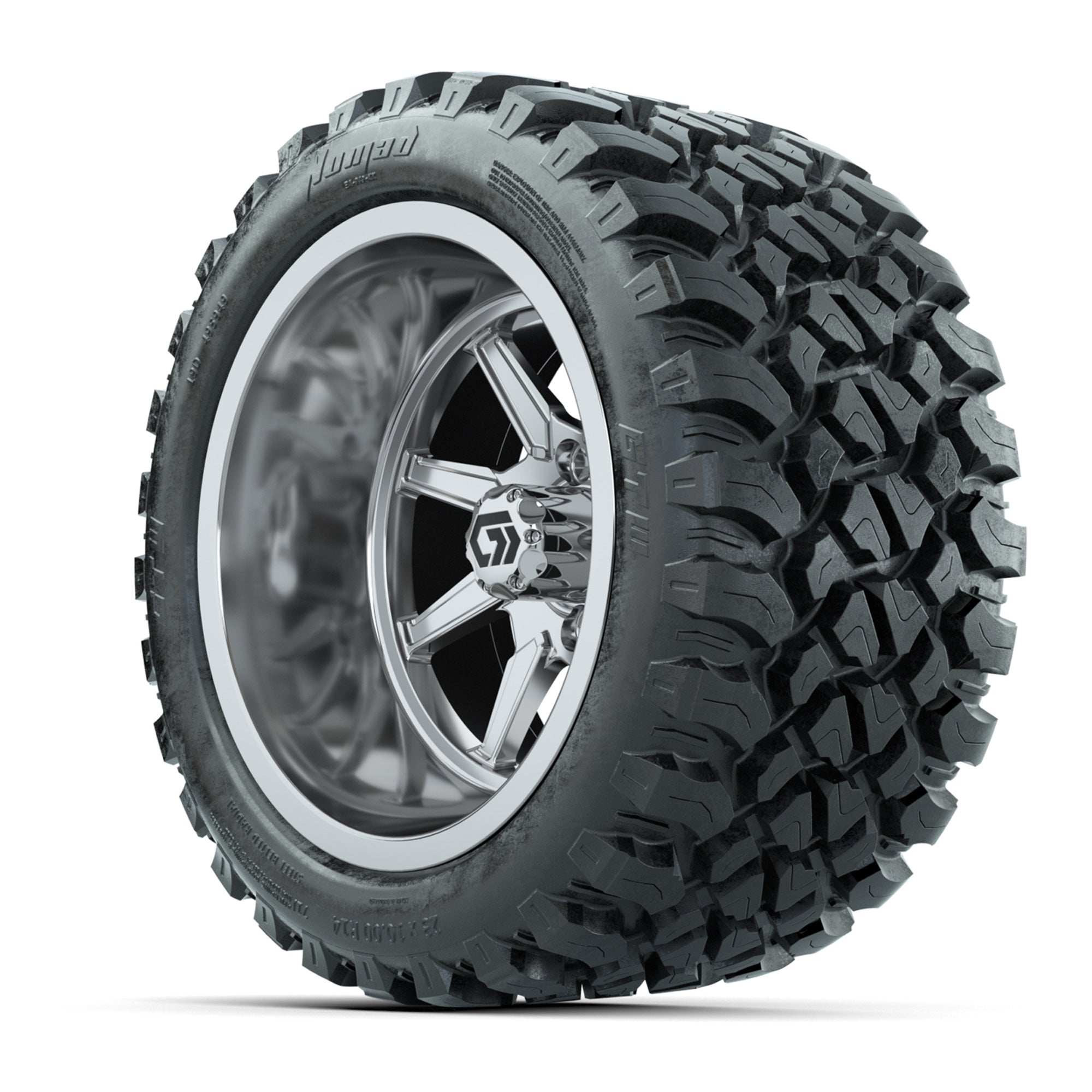 GTW Reaper Chrome 14 in Wheels with 23X10-R14 Nomad Steel Belt Radial All-Terrain Tires – Full Set