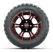 GTW® Spyder Black/Red 12 in Wheels with 20X10-12 Nomad Steel Belt Radial All-Terrain Tires – Full Set