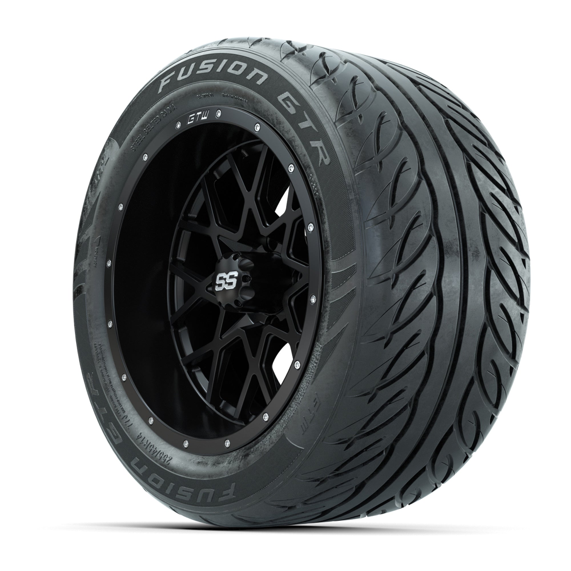 Set of (4) 14 in GTW Vortex Wheels with 255/45-R14 Fusion GT - 3/4 view