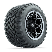 GTW® Nexus Black with Silver Face 12 in Wheels with 22X11-R12 Nomad Steel Belt Radial All-Terrain Tires – Full Set