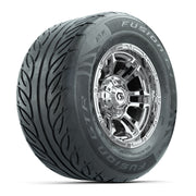GTW® Shogun Chrome 12 in Wheels with 255/55-R12 Fusion GTR Steel Belt Radial Street Tires – Full Set