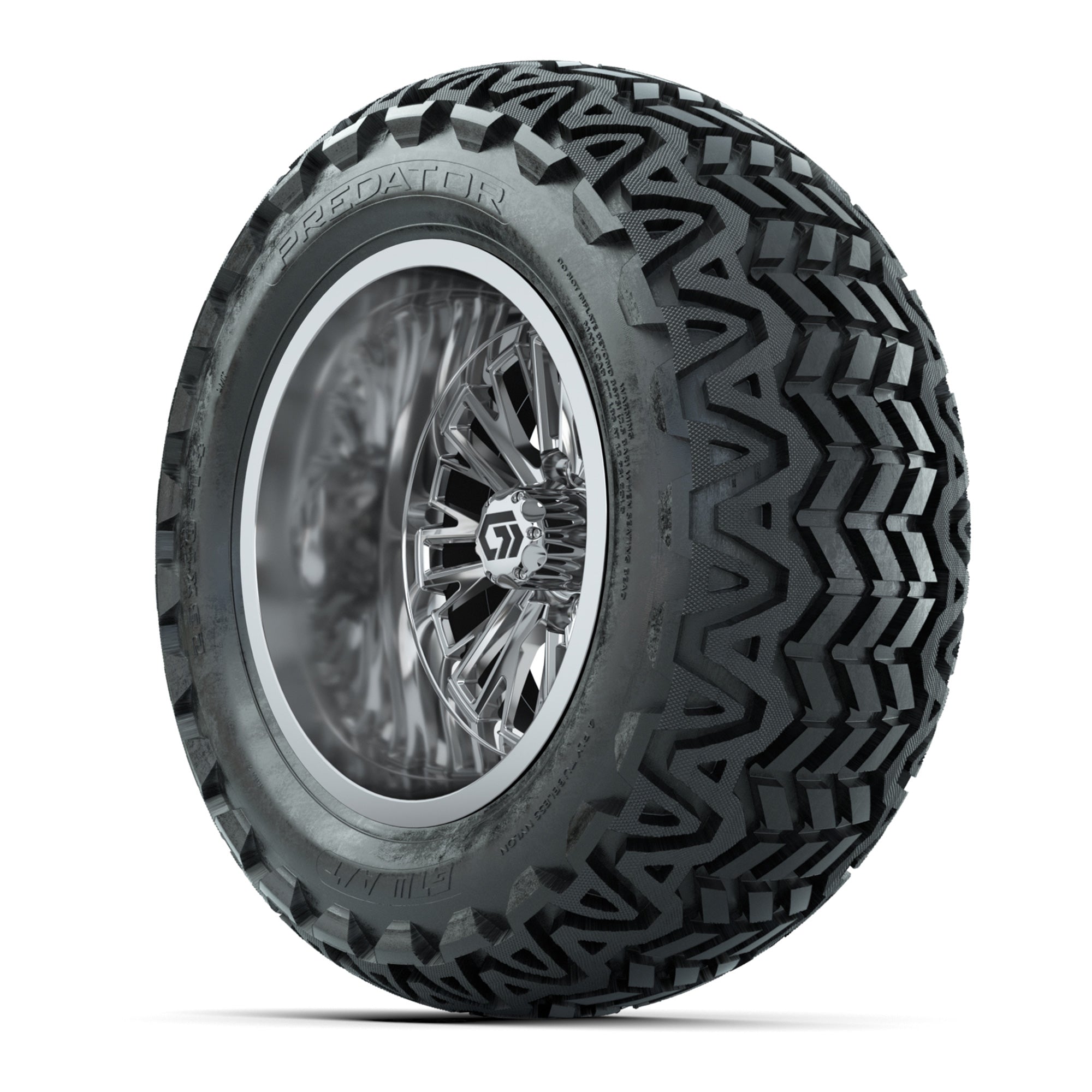 GTW Viper Chrome 14 in Wheels with 23X10-14 Predator All-Terrain Tires – Full Set
