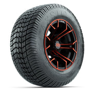 GTW® Spyder Black/Red 12 in Wheels with 255/50-12 Excel Classic Street Tires – Full Set