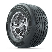 GTW® Shogun Chrome 12 in Wheels with 255/55-R12 Fusion GTR Steel Belt Radial Street Tires – Full Set
