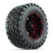 GTW® Stealth Black/Red 12 in Wheels with 22x10-12 Timberwolf All-Terrain Tires – Full Set
