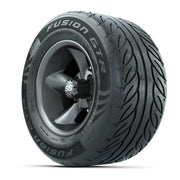 GTW® Godfather Matte Gray 12 in Wheels with 255/55-R12 Fusion GTR Steel Belt Radial Street Tires – Full Set