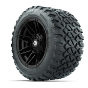 GTW® Stealth Black/Machined 12 in Wheels with 20X10-12 Nomad Steel Belt Radial All-Terrain Tires – Full Set