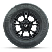 GTW® Vandal Matte Black/Machined 12 in Wheels with 255/55-R12 Fusion GTR Steel Belt Radial Street Tires – Full Set