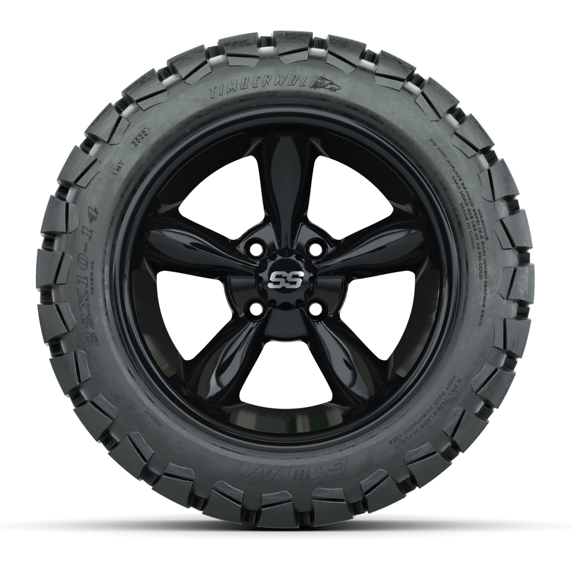 Set of (4) 14 in GTW Godfather Wheels with 22x10-14 GTW Timb - 3/4 view