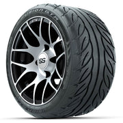 GTW 12 inch Pursuit machined black wheels with Fusion GTR street tires - Set of Four