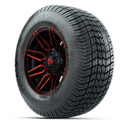 GTW® Stealth Red/Machined 12 in Wheels with 255/50-12 Excel Classic Street Tires – Full Set