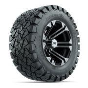 12 inch Specter Black/Machined Lifted Golf Cart Wheels on 22 inch Trail Tires-Set of 4
