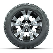 GTW® Vampire Black/Machined 12 in Wheels with 22X11-R12 Nomad Steel Belt Radial All-Terrain Tires – Full Set