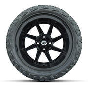 GTW Reaper Gloss Black 15 in Wheels with 23X10-R15 Maverick Steel Belted Radial All-Terrain Tires – Full Set
