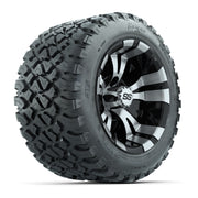 GTW® Vampire Black/Machined 12 in Wheels with 20X10-12 Nomad Steel Belt Radial All-Terrain Tires – Full Set