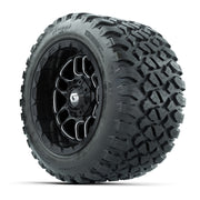 GTW® Titan Black/Machined 12 in Wheels with 20X10-12 Nomad Steel Belt Radial All-Terrain Tires – Full Set