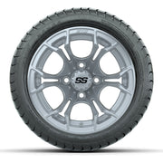 GTW® Spyder Silver Brush 12 in Wheels with 215/35-12 Mamba Street Tires – Full Set