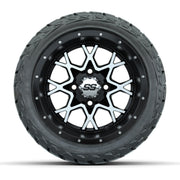 GTW Vortex Matte Black/Machined 12 in Wheels with 215/40-R12 Maverick Low-Profile All-Terrain Tires – Full Set