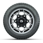 GTW® Nexus Black/Silver 12 in Wheels with 215/40-12 Excel Classic Street Tires – Full Set