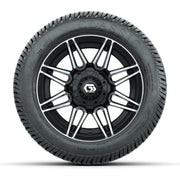 GTW® Stealth Black/Machined 12 in Wheels with 255/50-12 Excel Classic Street Tires – Full Set