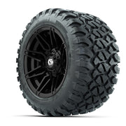 GTW® Stealth Black/Machined 12 in Wheels with 22X11-R12 Nomad Steel Belt Radial All-Terrain Tires – Full Set