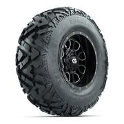 GTW® Volt Black/Machined 12 in Wheels with 25X10-12 Barrage Mud Tires – Full Set