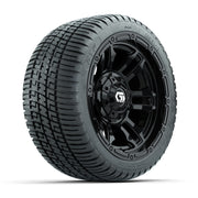 GTW® Shogun Gloss Black 12 in Wheels with 205/30-12 Fusion Street Tires – Full Set