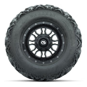 GTW® Volt Black/Machined 12 in Wheels with 25X10-12 Barrage Mud Tires – Full Set