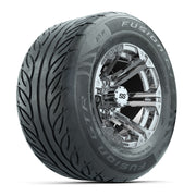 GTW® Specter Chrome 12 in Wheels with 255/55-R12 Fusion GTR Steel Belt Radial Street Tires – Full Set