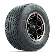 GTW® Nexus Black with Bronze Face 12 in Wheels with 255/55-R12 Fusion GTR Steel Belt Radial Street Tires – Full Set