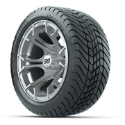 GTW® Spyder Silver Brush 12 in Wheels with 215/35-12 Mamba Street Tires – Full Set