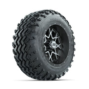 GTW Vortex Machined/Matte Grey 12 in Wheels with 22x11.00-12 Rogue All Terrain Tires – Full Set