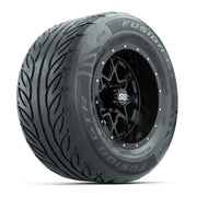 GTW® Vortex 2 Matte Black/Machined 12 in Wheels with 255/55-R12 Fusion GTR Steel Belt Radial Street Tires – Full Set