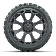 Set of (4) 15″ GTW Raven Matte Gray Wheels with 23x10-R15 Nomad All-Terrain Tires